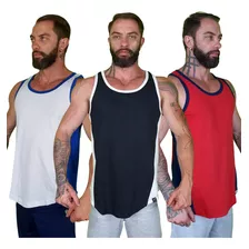 Kit Com 3 Camisetas Blusa Regata Camisa Masculina Longline
