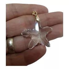 Pingente Estrela Do Mar Cristal Swarovski 2,8cm Folh. Ouro