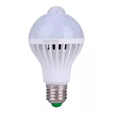 Kit 5 Lampadas Bulbo Led Sensor De Presenca 9w Branco Frio 