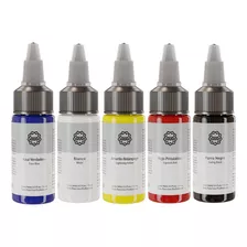 Kit De Tinta Para Tatuaje 5 Colores Vibrantes Ouo 5 Pzs 15ml