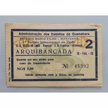 Ingresso Futebol Flamengo 4 X 1 Sel. Romenia Maracanã 1970