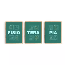 Trio De Quadros Fisioterapia Quiropraxia 40 X 30 C/ Moldura