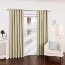 Cortina Para Sala E Quarto 300x280 Com Ilhos Para Varão Cor Palha