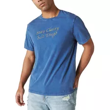 Lucky Brand Playera Gráfica Anchorman Para Hombre, Azul Mar