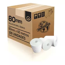 100 Rollos 80x60 Papel Térmico 80mm X 60mts Fiscal Comandera