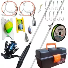 Combo Pesca Completo Niños Caña 2 Tramos Reel Caja Tanza++++