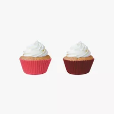 90 Forminhas Papel Mini Cupcake Vermelho Marsala + Flamingo