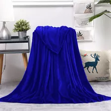 Cobertor Manta Azul Casal Lisa 2,00x1,80 Mt Microfibra
