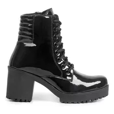 Bota Coturno Feminino Vinil Salto Alto