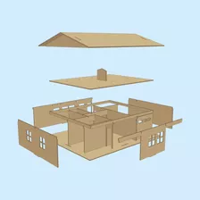 Maquete De Casa De 1 Pavimento Em Mdf Para Automação