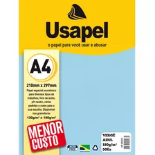 Papel A4 Verge Usapel Azul 180g. Pacote Com 50 Folhas