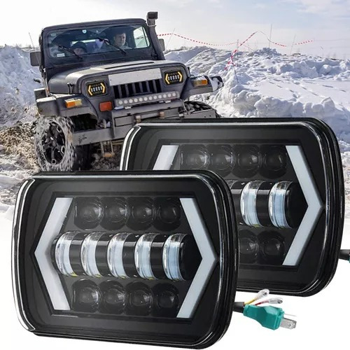 Faros Rectngulo Led 5x7 H4 Para Jeep Nissan Toyota Pickup Foto 2