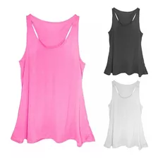 Kit 3 Camiseta Evasê Plus Size Regata Feminina Verão Fitness