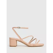 Sandalias Altas Mujer Tacón Cuadrado Tiras Delgadas 8 Cm