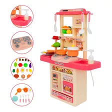 Kit Cozinha De Brinquedo Completa Infantil Cor Rosa