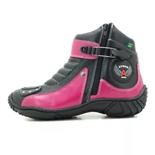 Bota Feminina Motociclista Motoqueiro Couro Legitimo 