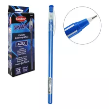 Caneta Esferográfica Azul Smart 0.7mm Escrita Suave 12 Peças