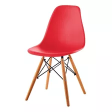 Silla Eames Plastico Patas En Madera Moderna Pc071