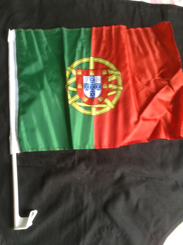 Banderas Portugal Fútbol Con Asta Para Carro 47x31cm