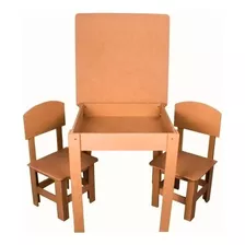 Mesa Infantil Mdf Cru + 2 Cadeiras Didática Na Promoção