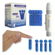 Kit Caneta Lancetadora + Lanceta Para Furar O Dedo Indolor