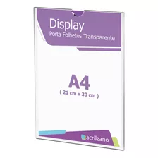 Display Acrilico Expositor Recado Folhetos Papel A4 Parede