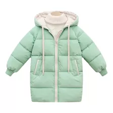 Chaqueta Larga Térmica Con Capucha Invierno Niños