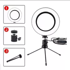 Iluminador Ring Light 6 Polegadas 16cm Usb Led Apoio Mesa Cor Da Estrutura Preto Cor Da Luz 3 Cores 110v/220v