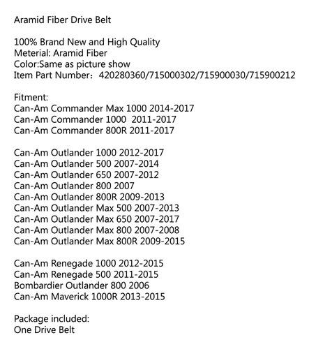 Correa De Transmisin Para Can Am Commander Max 1000 800r . Foto 5