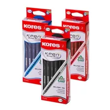 Lapiceros Bolígrafos Kores Caja 12 Unidades Negro