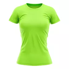 Camiseta Para Exercícios Feminina Casual Verde Limão Uv+50