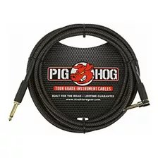Pig Hog Pc-h10bkr 1/4 Right-angle To 1/4 Black Woven