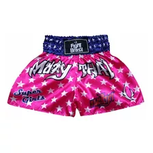 Short Calção Muay Thai Super Girls - Infantil - Rosa