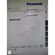 Manual Filmadora Panasonic Ag-hmc40p Português