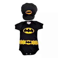 Body Bebê Batman Herói + Boina Kit Mesversário Temático