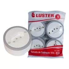 Tomada Externa Luster 2p+t. 10a Grande Branca 2081 - Kit C/1