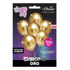 Set Globos Happy Day Chrome Oro 12¨x 6 Uni - Ciudad Cotillón