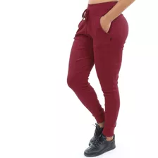 Kit 10 Calça Moletom Feminina Jogger Básica Cintura Alta