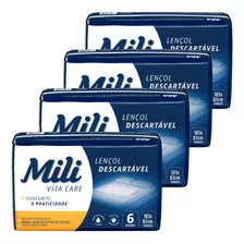 Kit De Cuidado Para Bebês Mili Lençol Descartável Absorvente Mili Vita 4 Pacotes Com 6 Unidades (total: 24 Lençóis) Branco - X 4