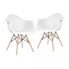 2 Cadeiras Polrona Eames Wood Daw Com Braços Jantar Cores Estrutura Da Cadeira Branco