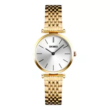 Reloj Mujer Skmei 1458 Acero Minimalista Elegante Clasico Color De La Malla Dorado