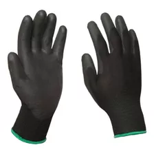 Guantes Nylon Poliuretano Negro Fácil Manejo Obra X 12 Pares