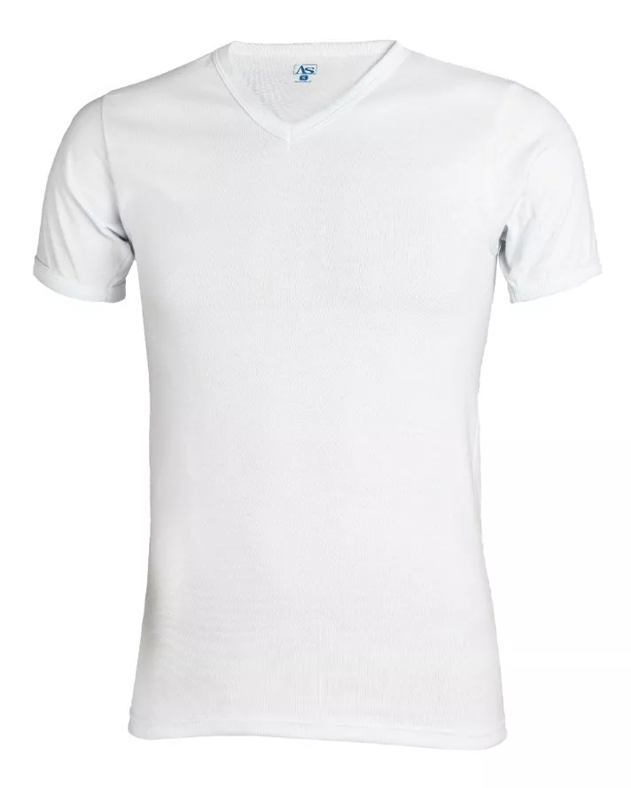 Camiseta Hombre Interior Cuello V As Algodón 100% Blanca