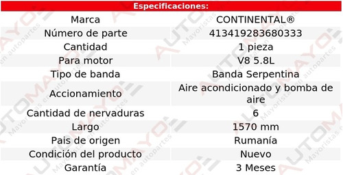 Banda 1570 Mm A/a, B/aire Ltd Crown Victoria V8 5.8l 87-91 Foto 5