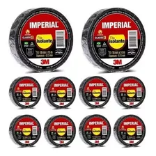 Kit 10 Rolos Fita Isolante Imperial 18mm X 10m Preta 3m