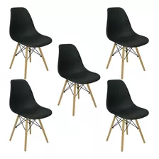 Kit 5 Cadeiras Charles Eames Eiffel Cozinha Jantar Pretas