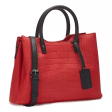 Bolsa Andrea Grabado De Cocodrilo Para Mujer Rojo