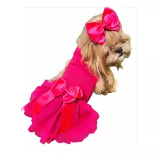 Vestido Pet/roupinha Pra Cachorro/modelo Fashion/+laço