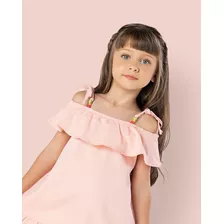  Vestido Feminino Infantil Em Babado Mania Kids - 5123