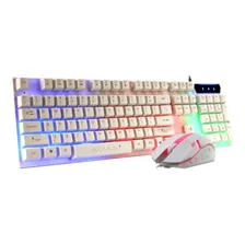 Kit Gamer Rgb Teclado Mouse Usb Luz Led Rainbow 3200dpi Aoas